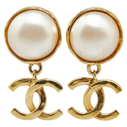 Top Quality Chanel Vintage Coco Mark Swing Earrings Gold