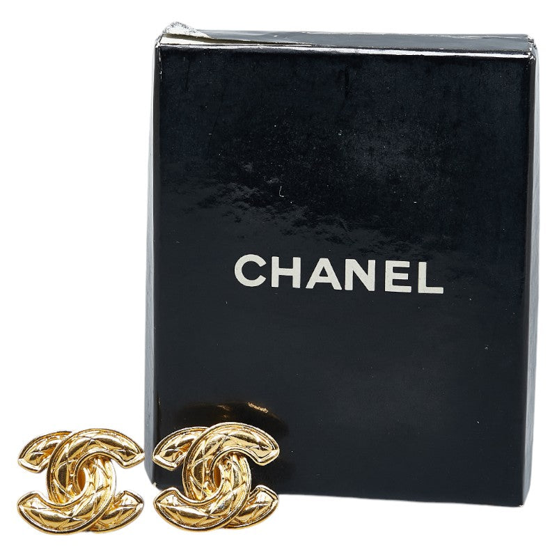 Top Quality Chanel Coco Mark Matelasse Earrings Gold
