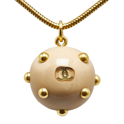 Top Quality Chanel Coco Ball Coco Mark Necklace Gold Plastic