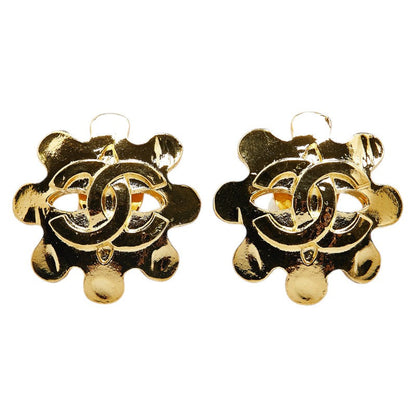Top Quality Chanel Vintage Coco Mark Flower Earrings Gold