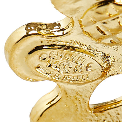 Top Quality Chanel Vintage Coco Mark Flower Earrings Gold