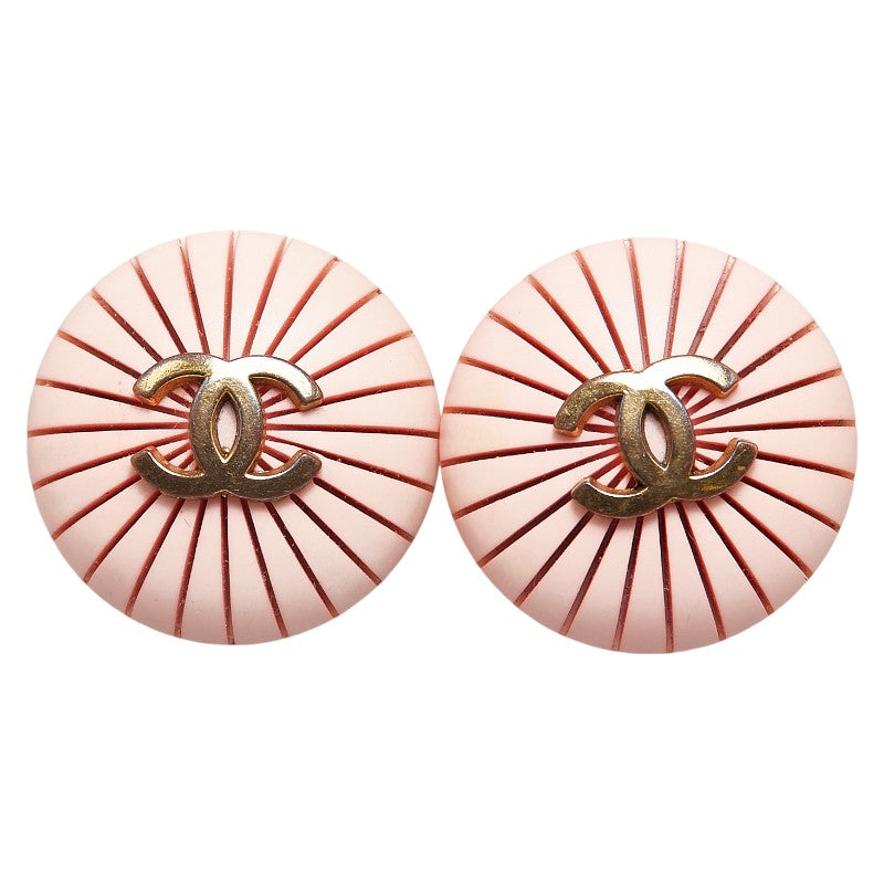 Top Quality Chanel Coco Mark Round Earrings Pink Gold