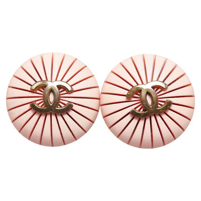 Top Quality Chanel Coco Mark Round Earrings Pink Gold