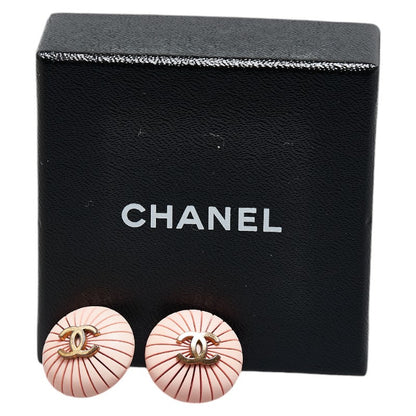 Top Quality Chanel Coco Mark Round Earrings Pink Gold