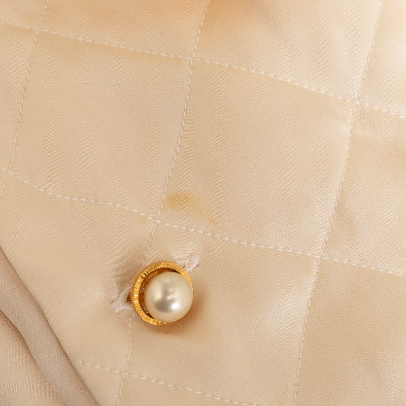 Top Quality Chanel Silk Quilted Pearl Blouse Shirt