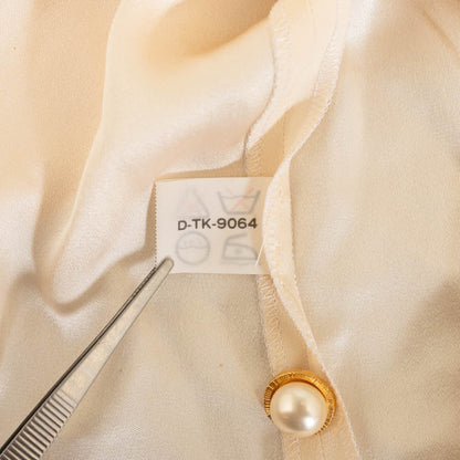 Top Quality Chanel Silk Quilted Pearl Blouse Shirt