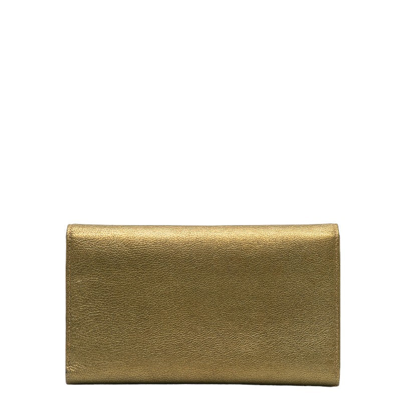 Top Quality Chanel Leather Tri-Fold Wallet Metallic Khaki
