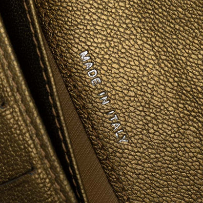 Top Quality Chanel Leather Tri-Fold Wallet Metallic Khaki