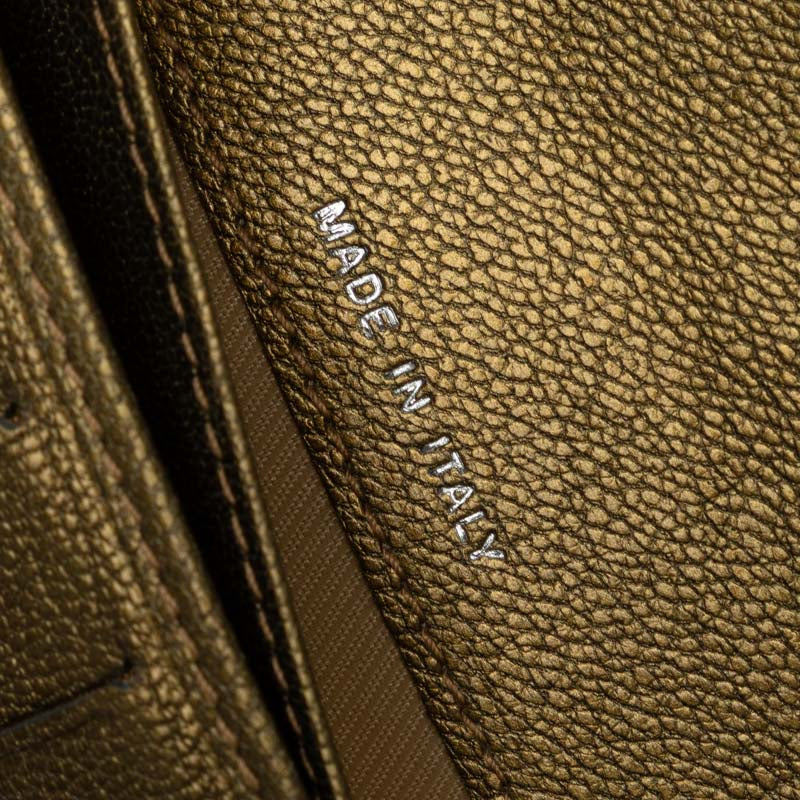 Top Quality Chanel Leather Tri-Fold Wallet Metallic Khaki