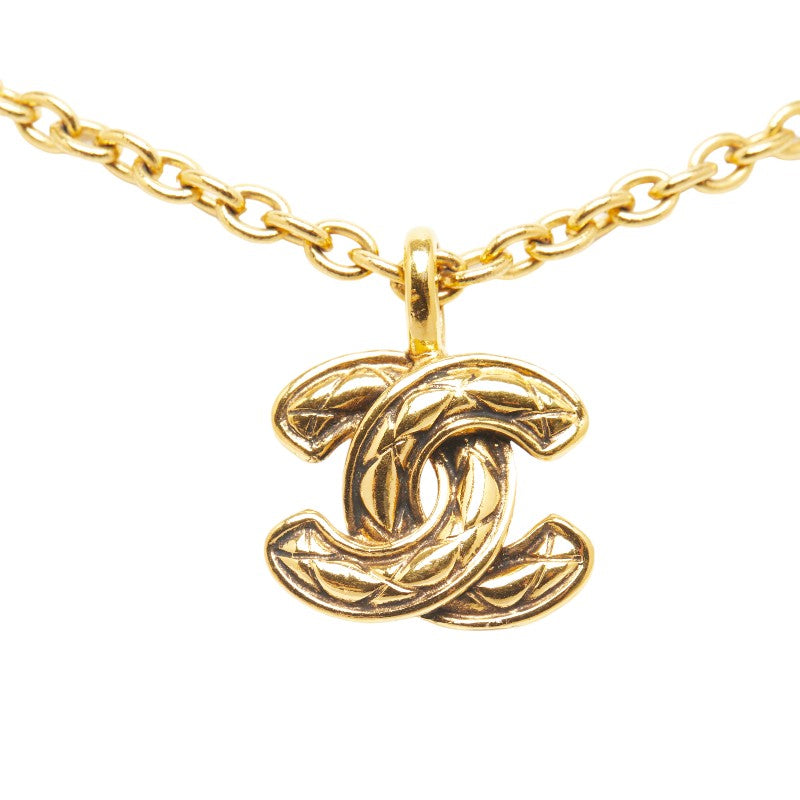 Top Quality Chanel Vintage Matelasse Coco Mark Necklace Gold Plated