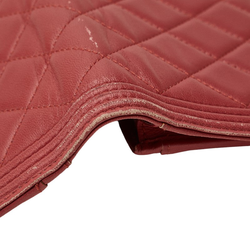 Top Quality Chanel Boy Long Wallet Wine Red Leather