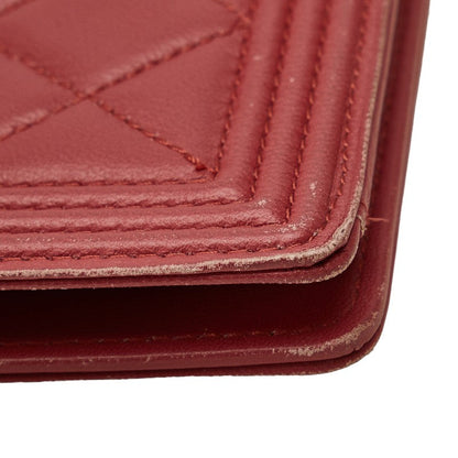 Top Quality Chanel Boy Long Wallet Wine Red Leather