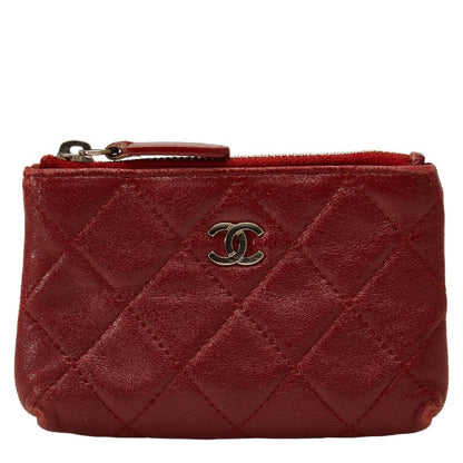 Top Quality Chanel Lambskin Coin Case Wine Red