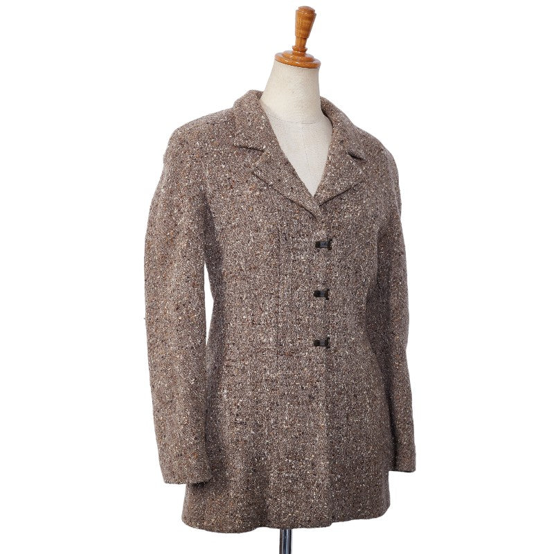 Top Quality Chanel Tweed Jacket Beige Wool Nylon