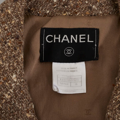 Top Quality Chanel Tweed Jacket Beige Wool Nylon