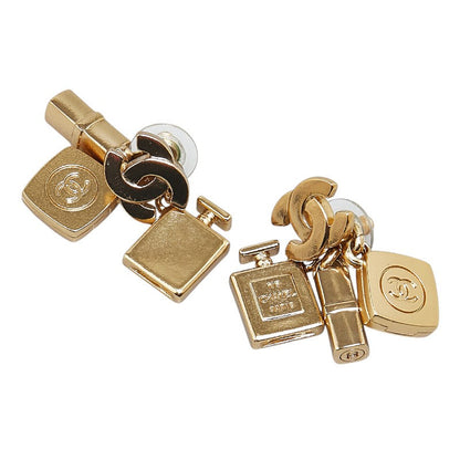 Top Quality Chanel Coco Mark Perfume Lip Foundation Swing Cosmetic Motif Earrings Gold Plated