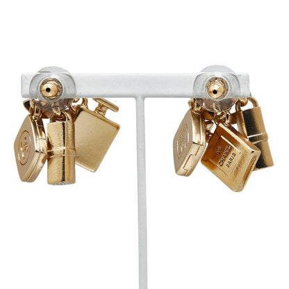 Top Quality Chanel Coco Mark Perfume Lip Foundation Swing Cosmetic Motif Earrings Gold Plated