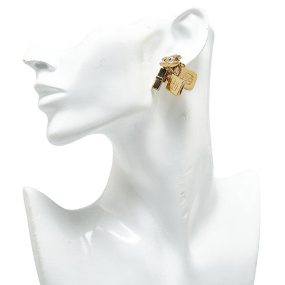 Top Quality Chanel Coco Mark Perfume Lip Foundation Swing Cosmetic Motif Earrings Gold Plated
