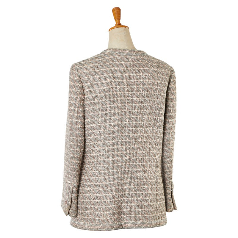 Top Quality Chanel Tweed Jacket Beige Pink White