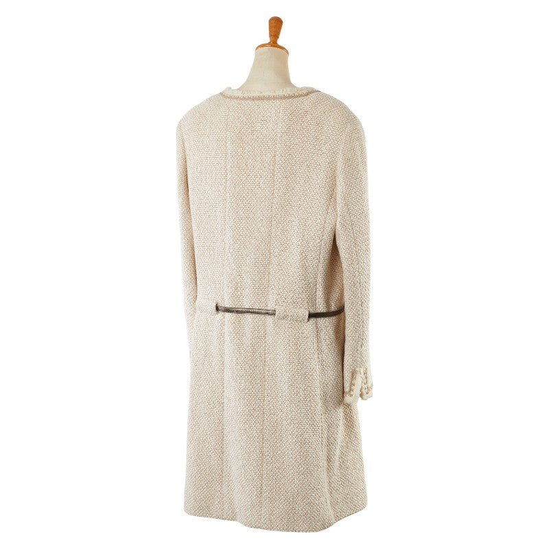 Top Quality Chanel Wool Silk Long Coat Beige
