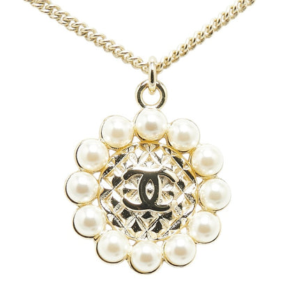 Top Quality Chanel Coco Mark Chain Necklace Gold Plated Pearl