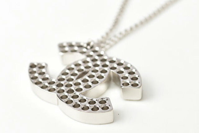 Top Quality Chanel Necklace Pendant CC Studs Black Silver