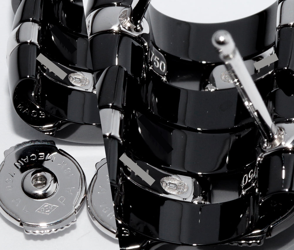 Top Quality Chanel K18WG Black Ceramic Diamond Hoop Earrings