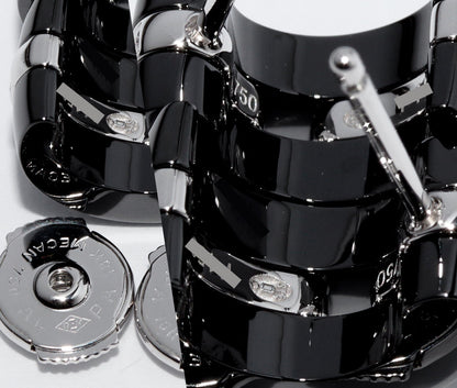 Top Quality Chanel K18WG Black Ceramic Diamond Hoop Earrings