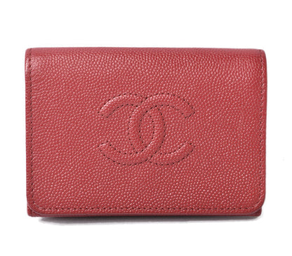 Top Quality Chanel Caviar Skin Mini Trifold Wallet Dark Red