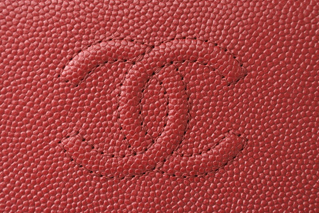 Top Quality Chanel Caviar Skin Mini Trifold Wallet Dark Red
