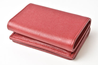 Top Quality Chanel Caviar Skin Mini Trifold Wallet Dark Red