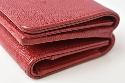 Top Quality Chanel Caviar Skin Mini Trifold Wallet Dark Red