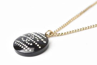 Top Quality Chanel Necklace/Pendant Coco Mark CC Rhinestone Gold/Black