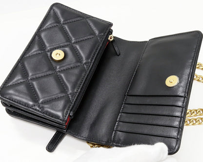 Top Quality Chanel Lambskin Chain Wallet Black Vintage Gold
