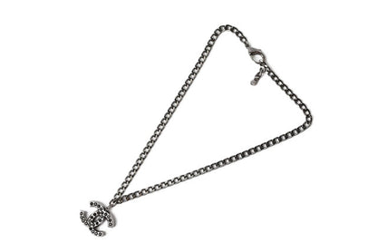 Top Quality Chanel Necklace/Pendant/Bracelet Unisex Coco Mark CC Rhinestone Chrome Silver