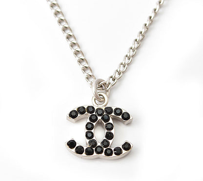 Top Quality Chanel Necklace/Pendant. Metal. Rhinestone. Black/Silver. New