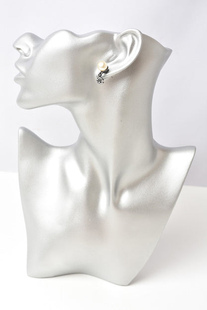 Top Quality Chanel Metal Rhinestone Faux Pearl Earrings