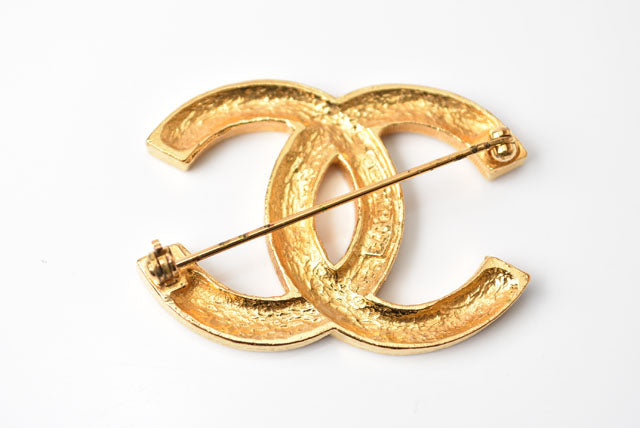 Top Quality Chanel Brooch Coco Mark Rhinestone Gold