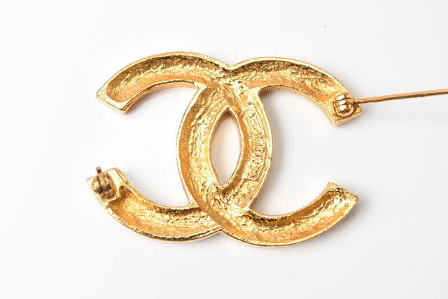 Top Quality Chanel Brooch Coco Mark Rhinestone Gold