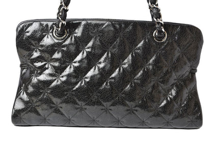 Top Quality Chanel Patent Leather Tote Bag Vintage Quilted Black
