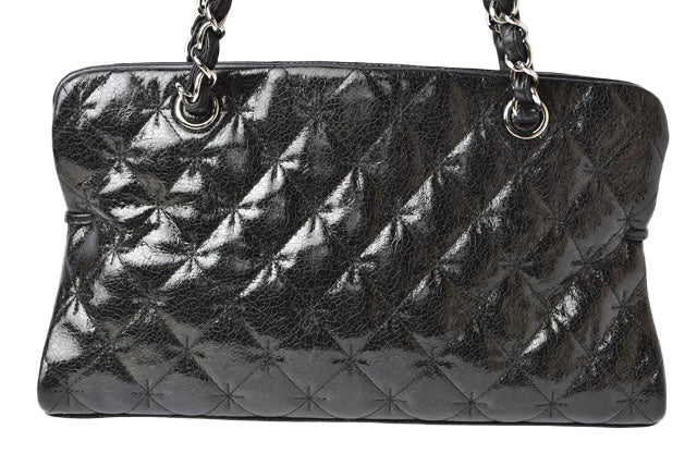 Top Quality Chanel Patent Leather Tote Bag Vintage Quilted Black