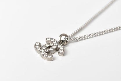 Top Quality Chanel Necklace/Pendant with Rhinestones. Silver/White