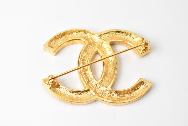 Top Quality Chanel Brooch Coco Mark Rhinestone Gold