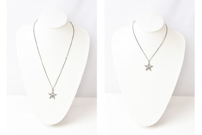 Top Quality Chanel Necklace/Pendant Star Motif CC Chrome Silver Rhinestone