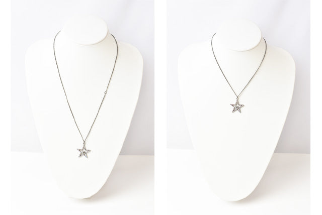 Top Quality Chanel Necklace/Pendant Star Motif CC Chrome Silver Rhinestone