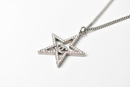 Top Quality Chanel Necklace/Pendant Star Motif CC Chrome Silver Rhinestone
