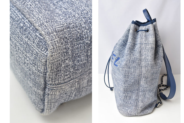 Top Quality Chanel Cotton Canvas Denim Backpack Chain Bag Deauville 2018 Cruise Line