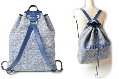 Top Quality Chanel Cotton Canvas Denim Backpack Chain Bag Deauville 2018 Cruise Line