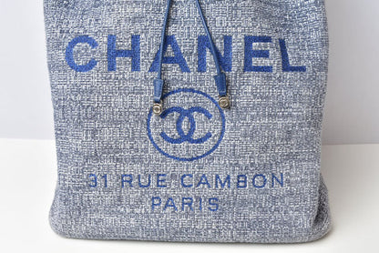 Top Quality Chanel Cotton Canvas Denim Backpack Chain Bag Deauville 2018 Cruise Line