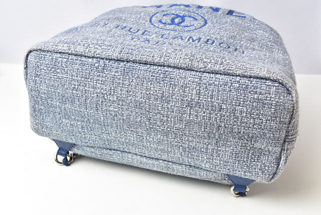 Top Quality Chanel Cotton Canvas Denim Backpack Chain Bag Deauville 2018 Cruise Line